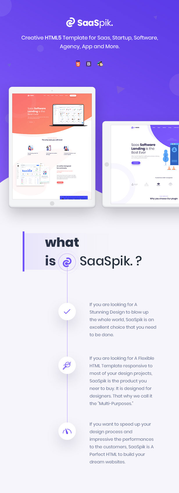 SaaSpik - App and SaaS landing HTML Template - 1